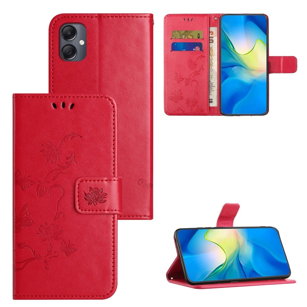 Virágos könyvtáska Samsung Galaxy A07 4G - piros