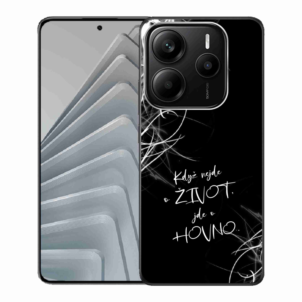 Gél borító mmCase a Xiaomi Redmi Note 14 5G-hez - vicces szöveg 16 fekete háttérrel