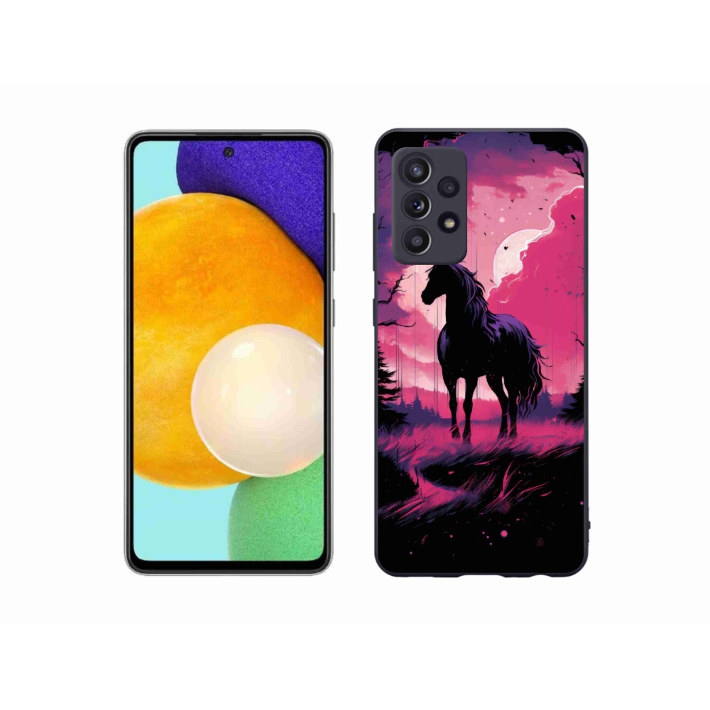 Zselés borítás mmCase Samsung Galaxy A52s 5G - fekete rajzfilm ló 1