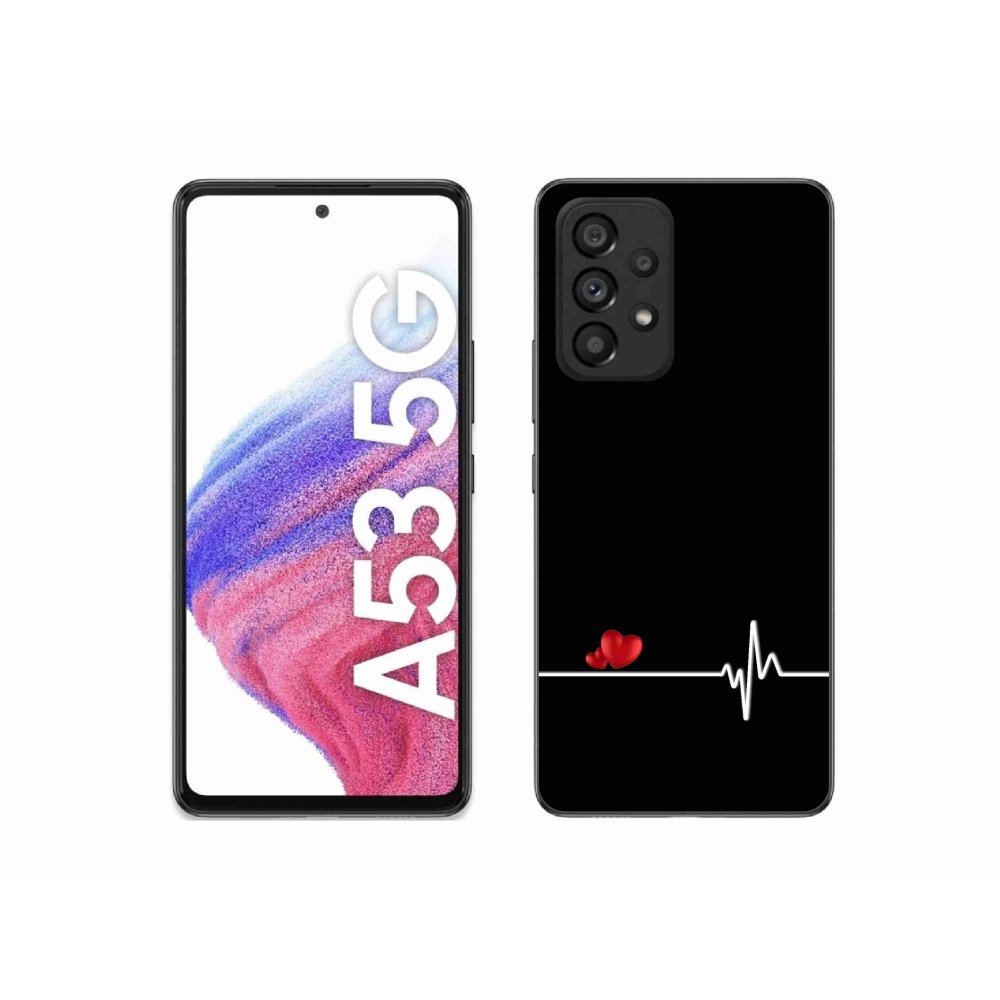 Gél borítás mmCase Samsung Galaxy A53 5G - szív és szívverés fekete háttérrel