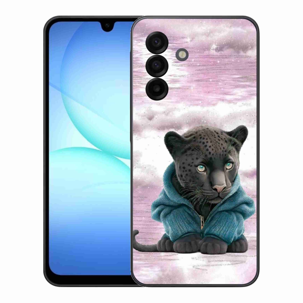 Zselés borítás mmCase Samsung Galaxy A17 5G - fekete párduc pulóverben