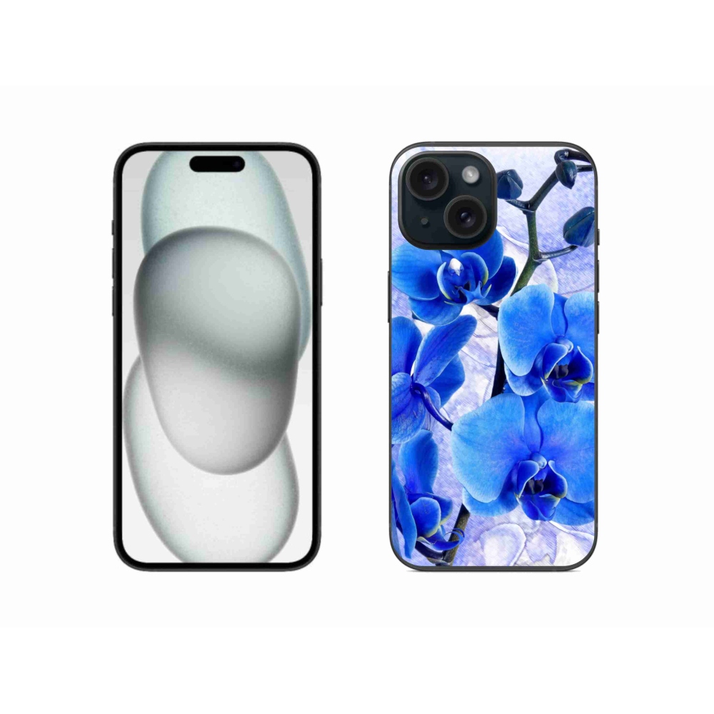 Gél védőhuzat mmCase iPhone 15 készülékhez - kék virágok