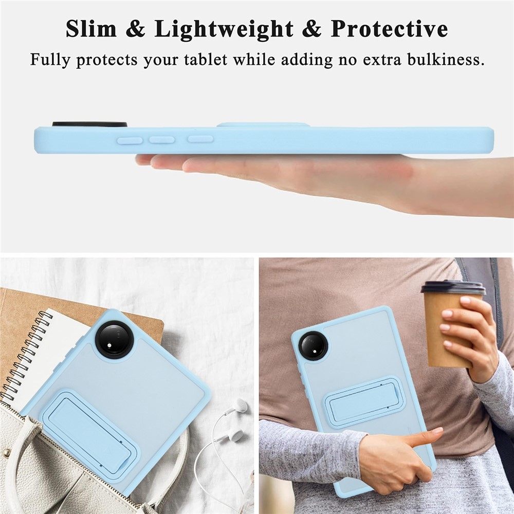 Skiny zselés tok fix hátlappal és flip állvánnyal Xiaomi Redmi Pad SE 8.7-hez - világoskék színű