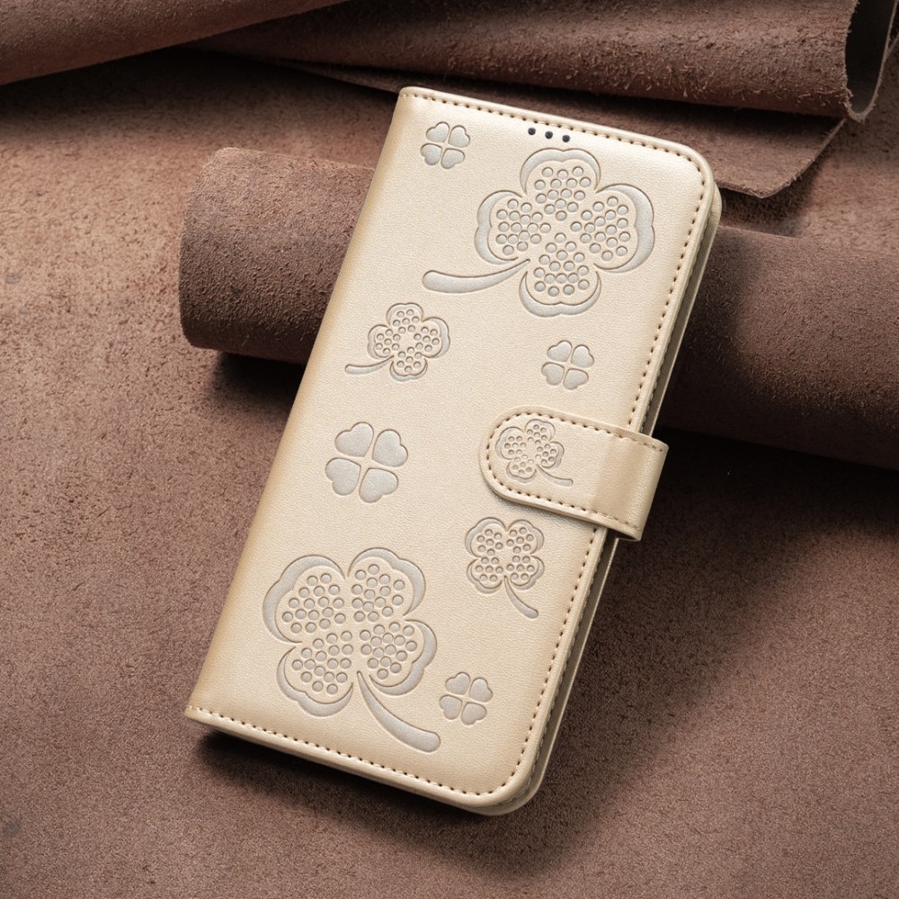 Clover könyv tok Samsung Galaxy S25 Edge készülékhez - arany színben