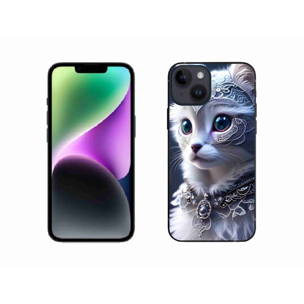 Zselés borítás mmCase iPhone 14 készülékhez - fehér macska