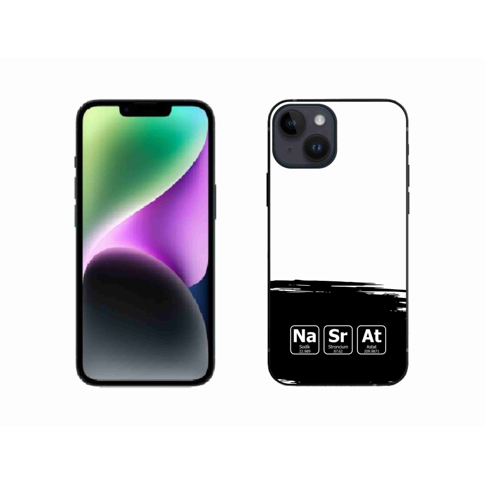 Gél borítás mmCase iPhone 14 készülékhez - kémiai elemek fekete és fehér háttérrel