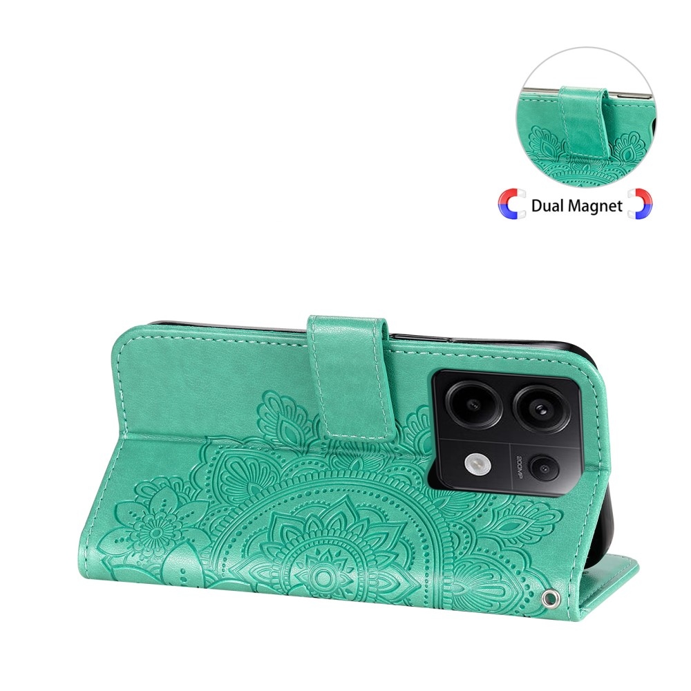 Mandala könyv tok a Xiaomi Redmi Note 13 Pro 5G/Poco X6 5G számára - teáskék színű