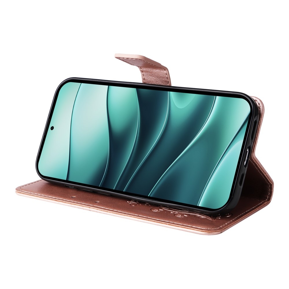 Nagy pillangó könyv tok Xiaomi Redmi Note 14 5G - rózsa arany