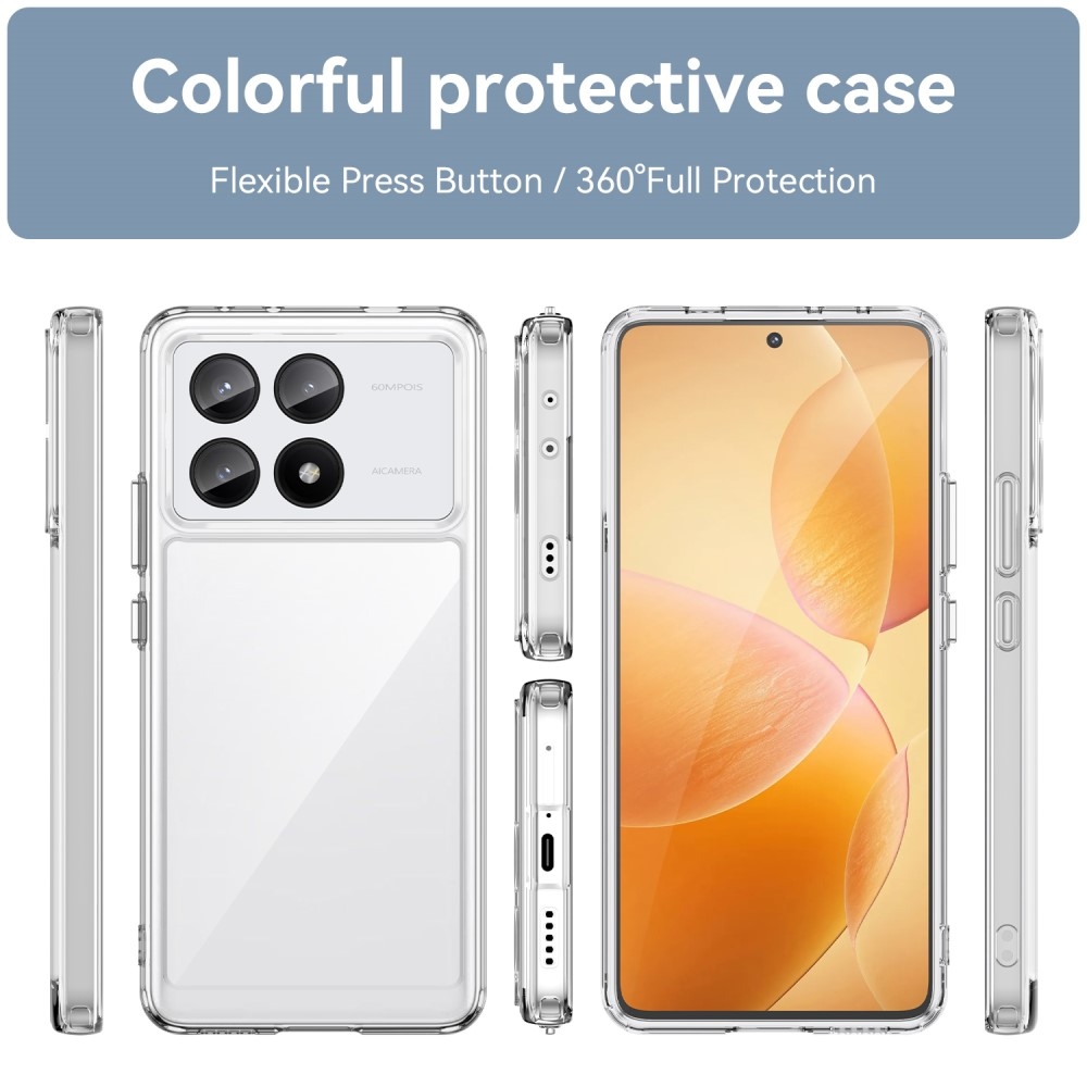 Gél tok kemény hátlappal a Xiaomi Poco X6 Pro 5G számára - átlátszó