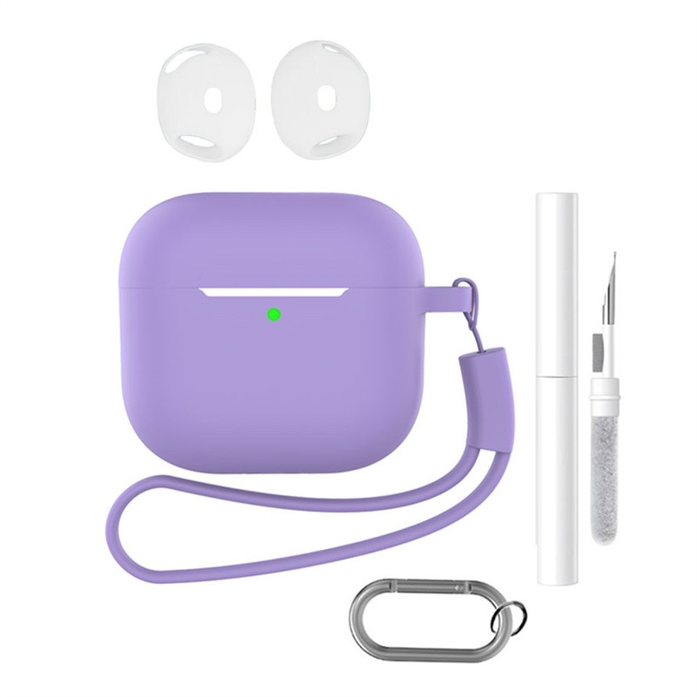 Apple AirPods 4 szilikon tok tisztító készlettel - lila-lila