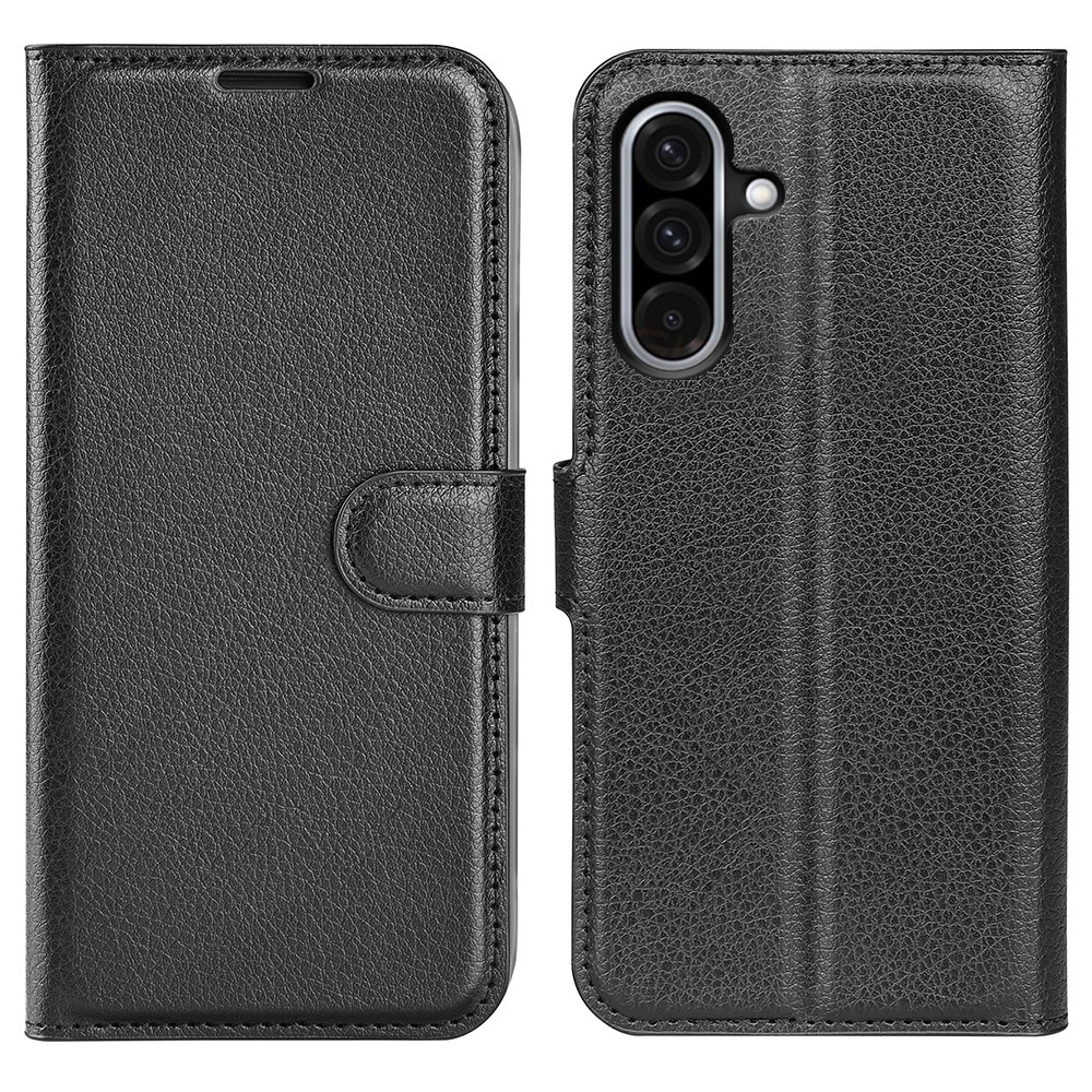 Litchi könyv tok Samsung Galaxy A36 5G - fekete