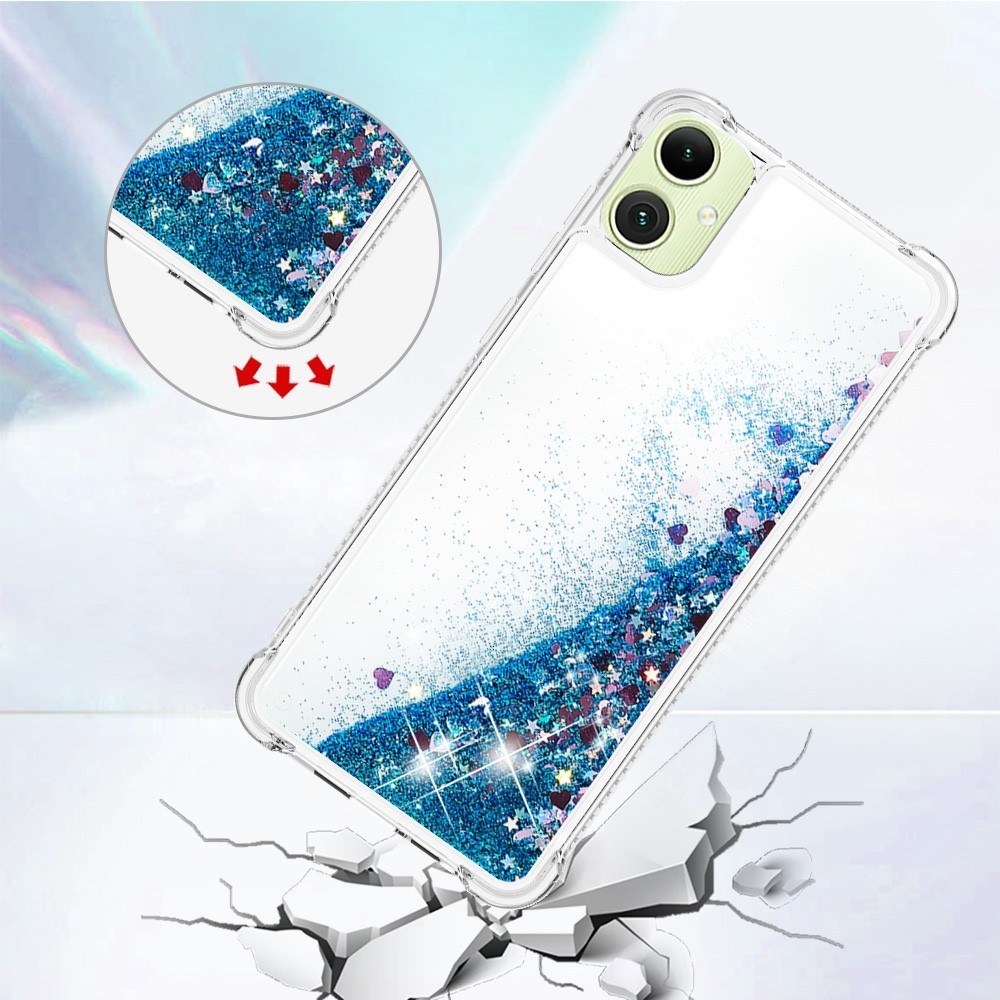 Glitter homokóra zselés tok Samsung Galaxy A06 4G - kék/szívek