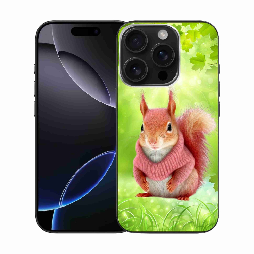 Zselés borítás mmCase iPhone 16 Pro készülékhez - mókus pulóverben