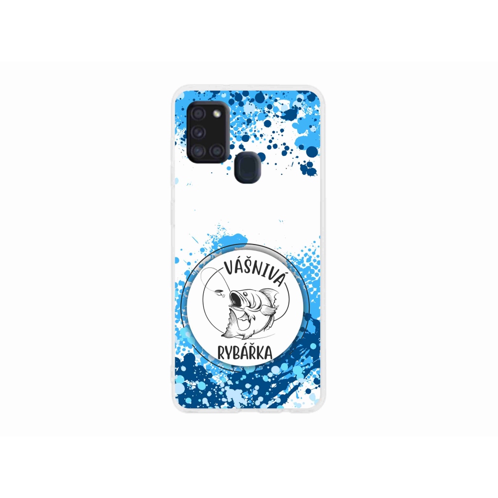 Gél borító mmCase Samsung Galaxy A21s készülékhez - szenvedélyes halásznő fehér háttérrel