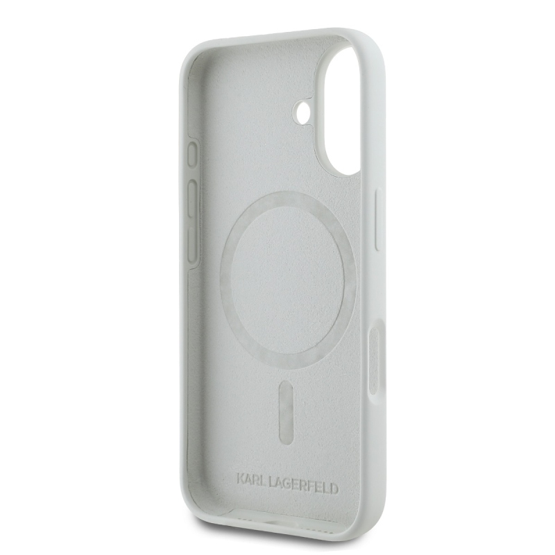 Karl Lagerfeld Liquid Silicone K&CH Heads MagSafe hátlapi borító iPhone 16 bézs színűre