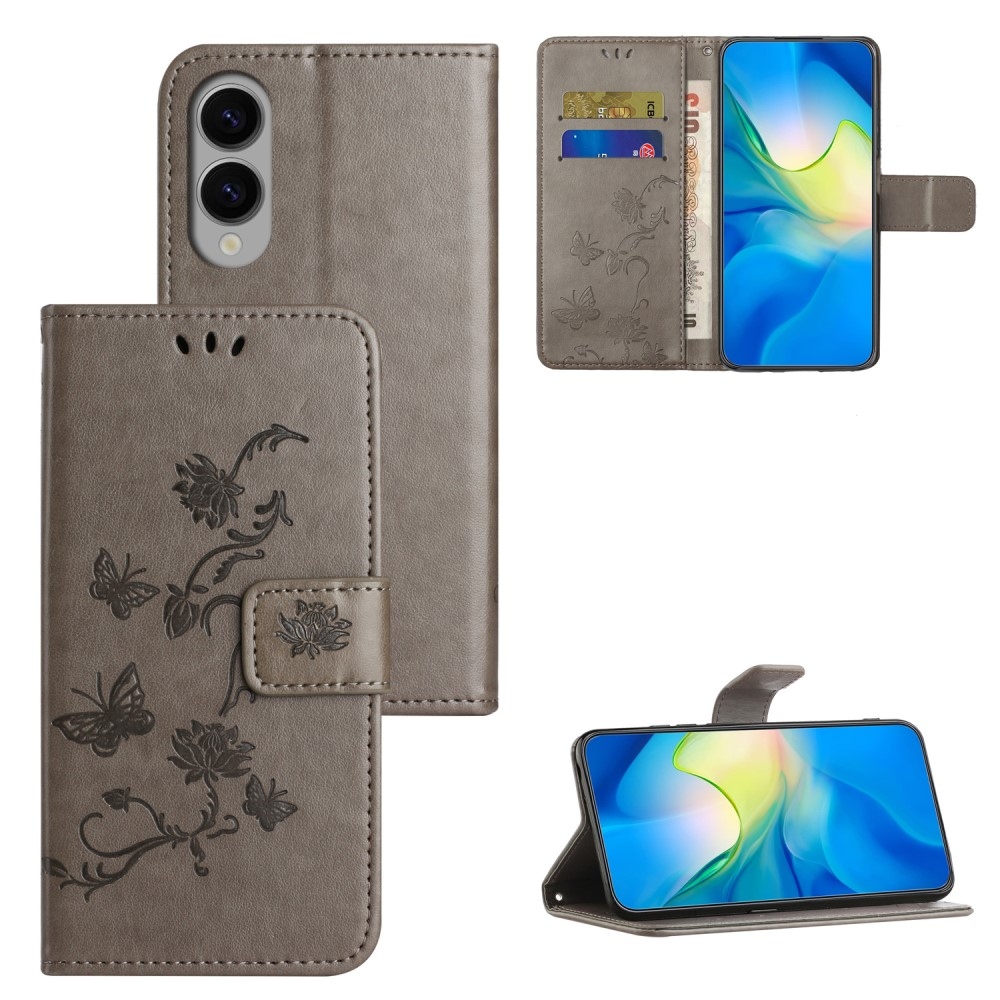 Virágos könyv tok Samsung Galaxy S25 Edge készülékhez - szürke