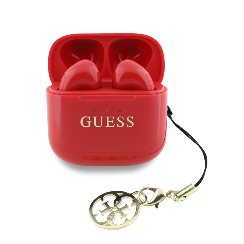 Guess Classic Logo Charm TWS vezeték nélküli fejhallgató piros