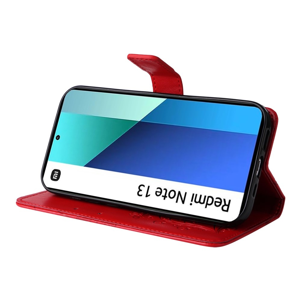 Nagy pillangó könyv tok Xiaomi Redmi Note 13-hoz - piros