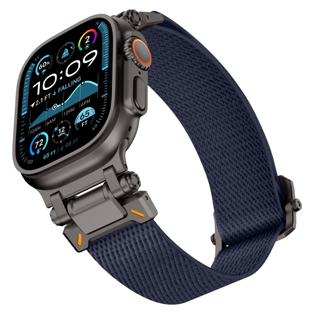 Fém nejlon szíj Apple Watch Ultra/Ultra 2 49mm/SE/SE 2022/2023 44mm/10 46mm/9/8/7 45mm/6/5/4 44mm/3/2/1 42 mm - kék