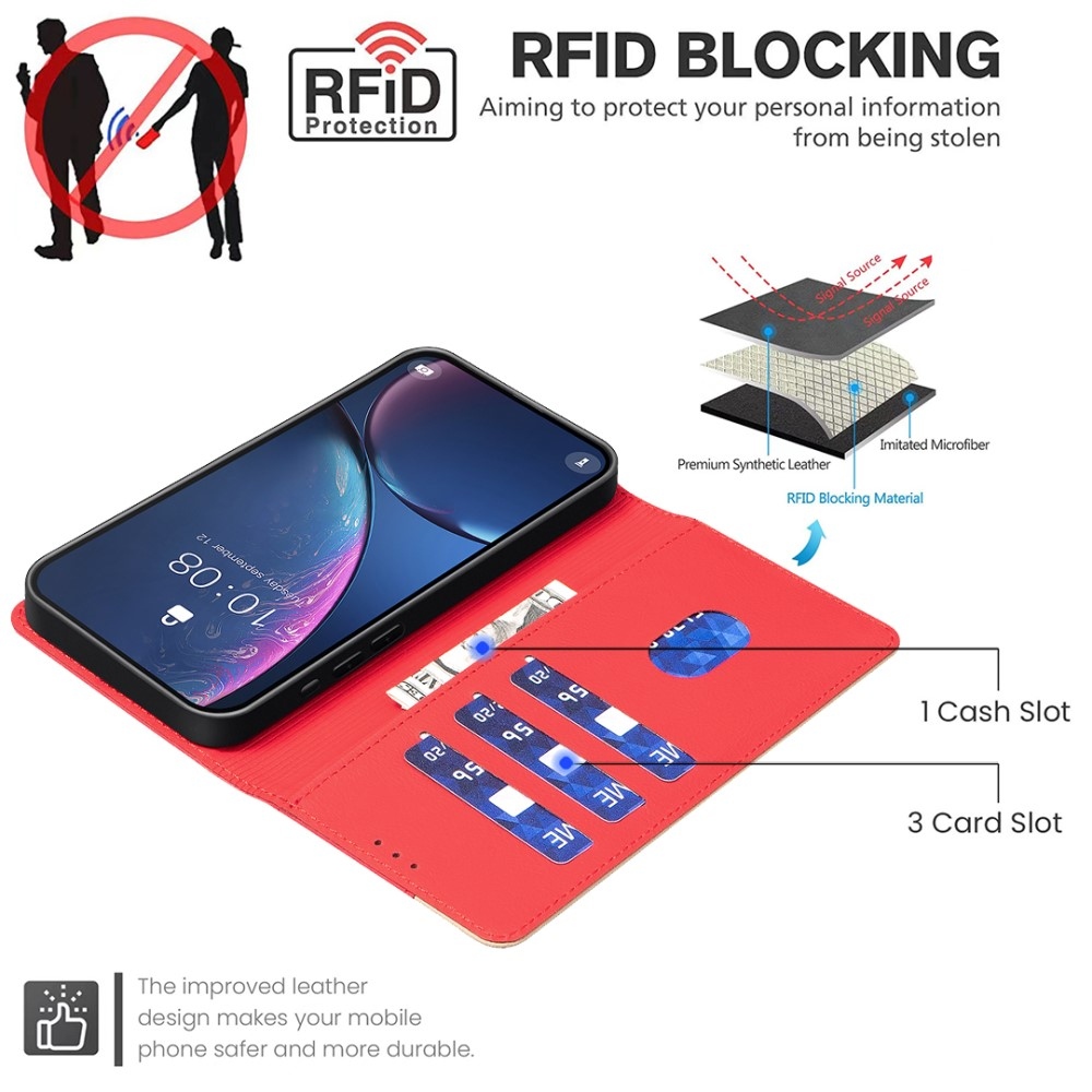 BNF DUO könyvtáska a Realme 14 5G készülékhez - piros színű