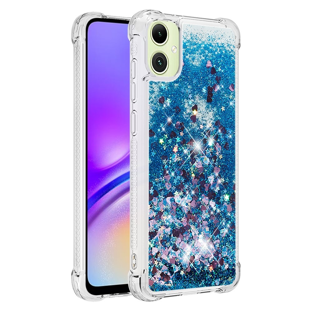 Glitter homokóra zselés tok Samsung Galaxy A06 4G - kék/szívek