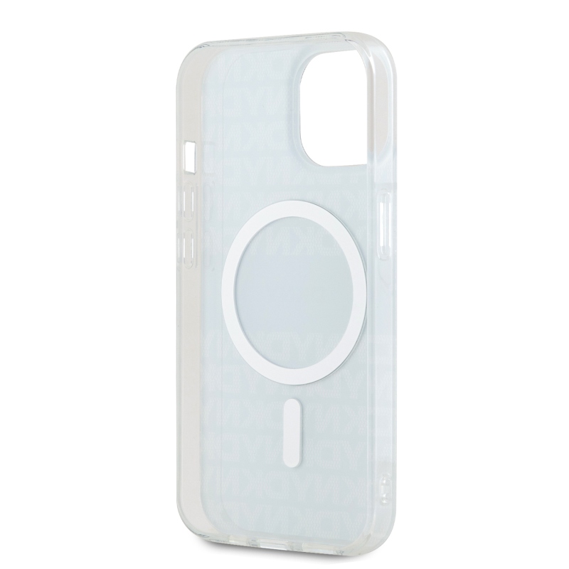 DKNY PC/TPU ismétlődő mintás tonális csíkos Magsafe hátlap iPhone 15-hez Kék
