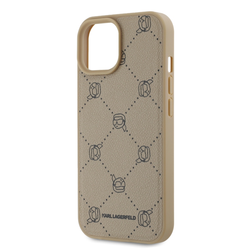 Karl Lagerfeld PU Karl Heads mintás Magsafe hátlap iPhone 15 bézs színű iPhone 15-hez