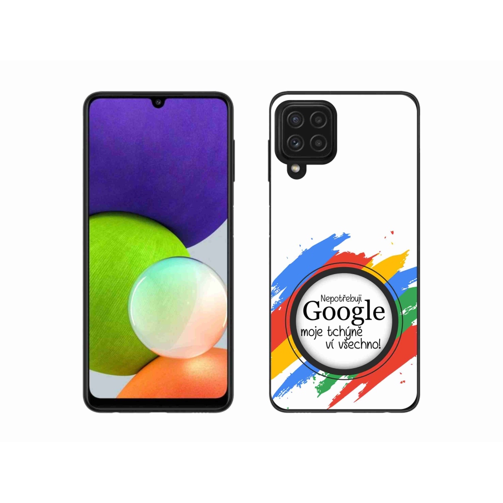 Gél borító mmCase Samsung Galaxy A22 4G - anyós tudja, minden fehér háttérrel