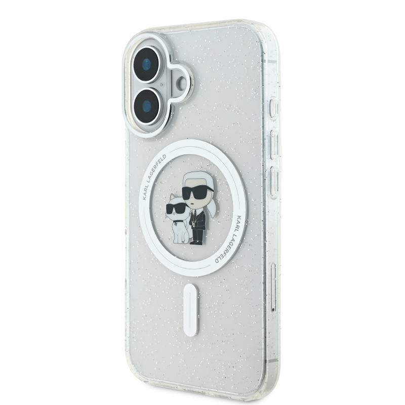 Karl Lagerfeld IML Glitter Karl és Choupette MagSafe MagSafe hátlap iPhone 16-hoz Átlátszó