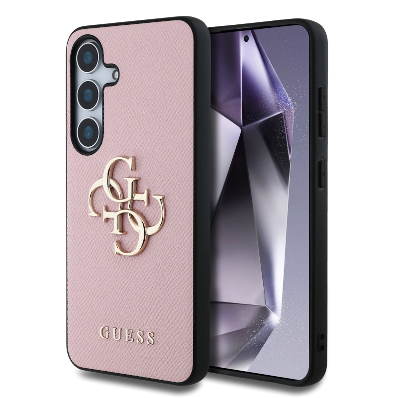 Guess PU szemcsés 4G fém logó hátlap Samsung Galaxy S25+ rózsaszín