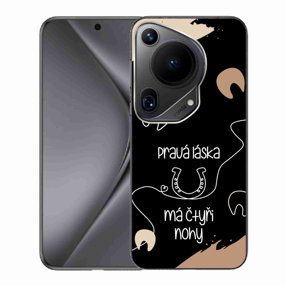 Gél borító mmCase a Huawei Pura 70 Ultra készülékhez - ló motívum fekete háttérrel