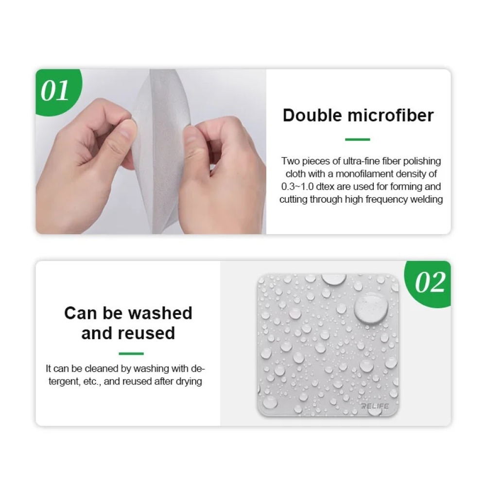 RELIFE mikroszálas képernyőtisztító kendő (15,7 x 15,7cm) - szürke