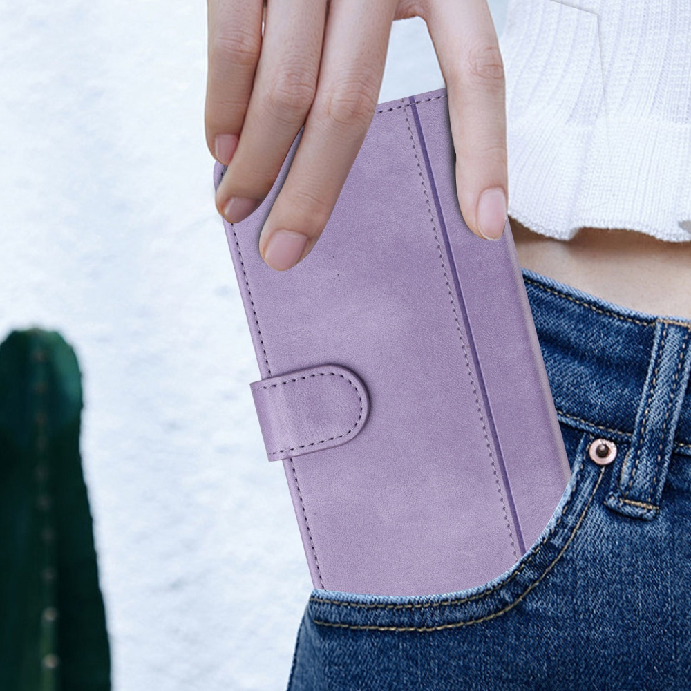 Retros könyv tok a T-Mobile T Phone 3 készülékhez - világos lila