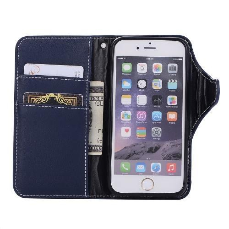 Retro PU bőr tok iPhone 6 Plus és 6s Plus készülékhez - kék