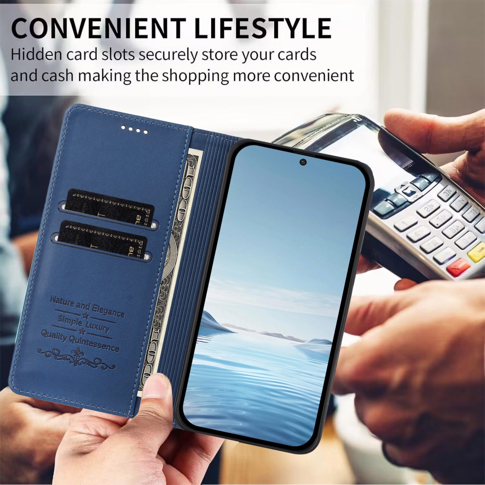 RFIDS könyvtáska Realme GT 8 Pro 5G készülékhez - sötétkék