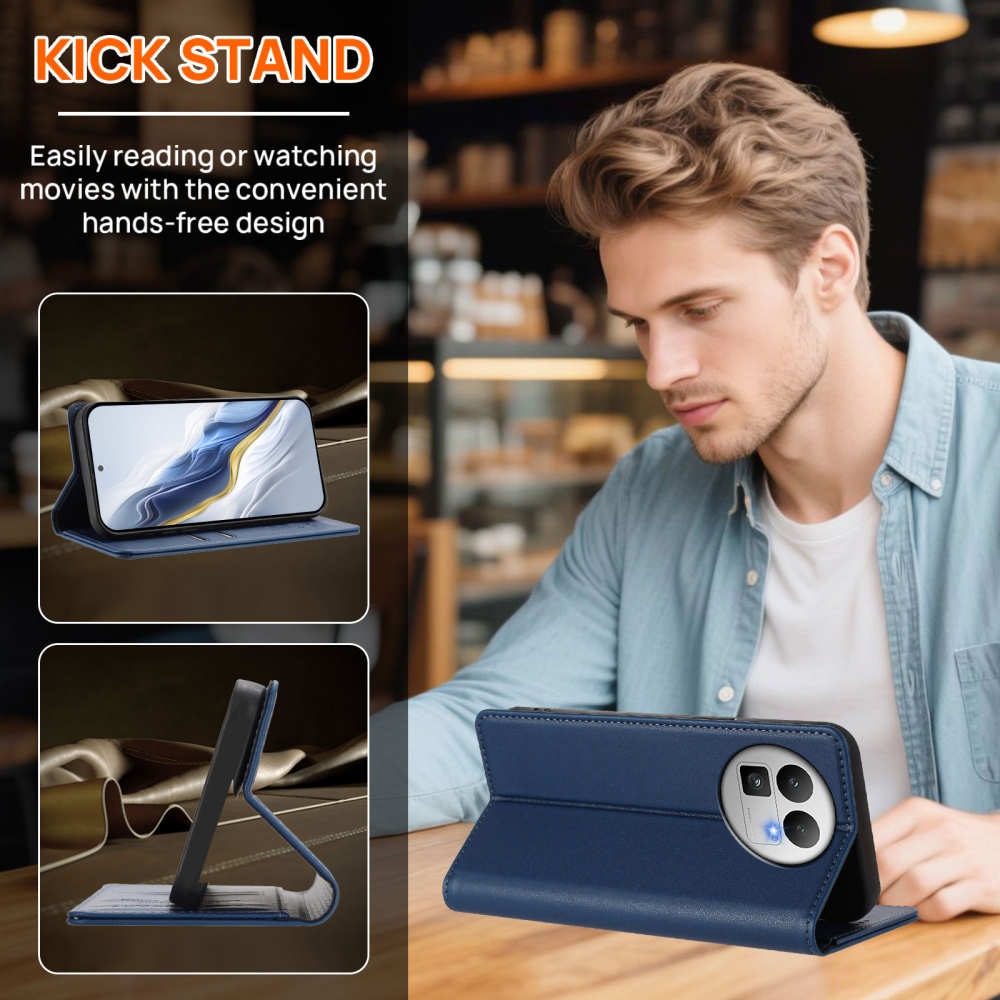 RFIDS könyvtáska Realme GT 8 Pro 5G készülékhez - sötétkék