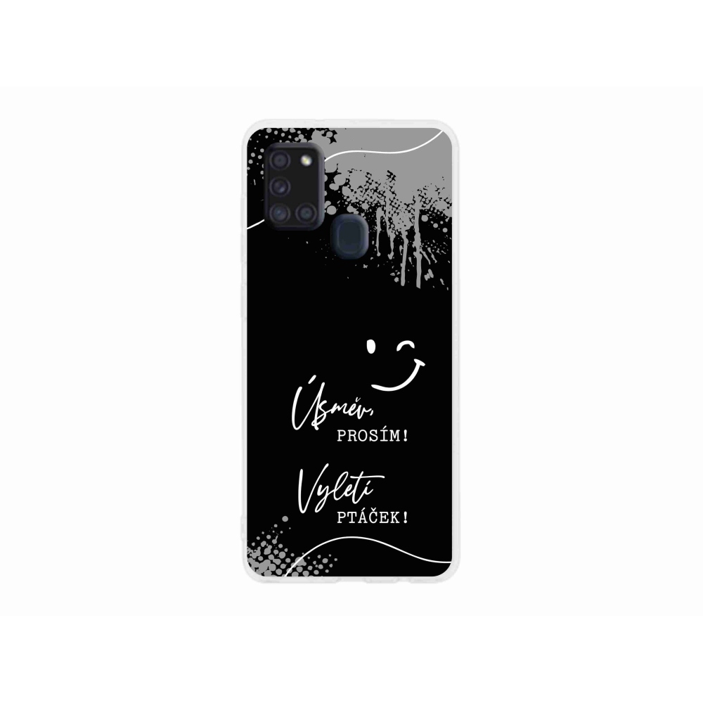 Gél borító mmCase Samsung Galaxy A21s készülékhez - vicces szöveg 4 fekete háttér