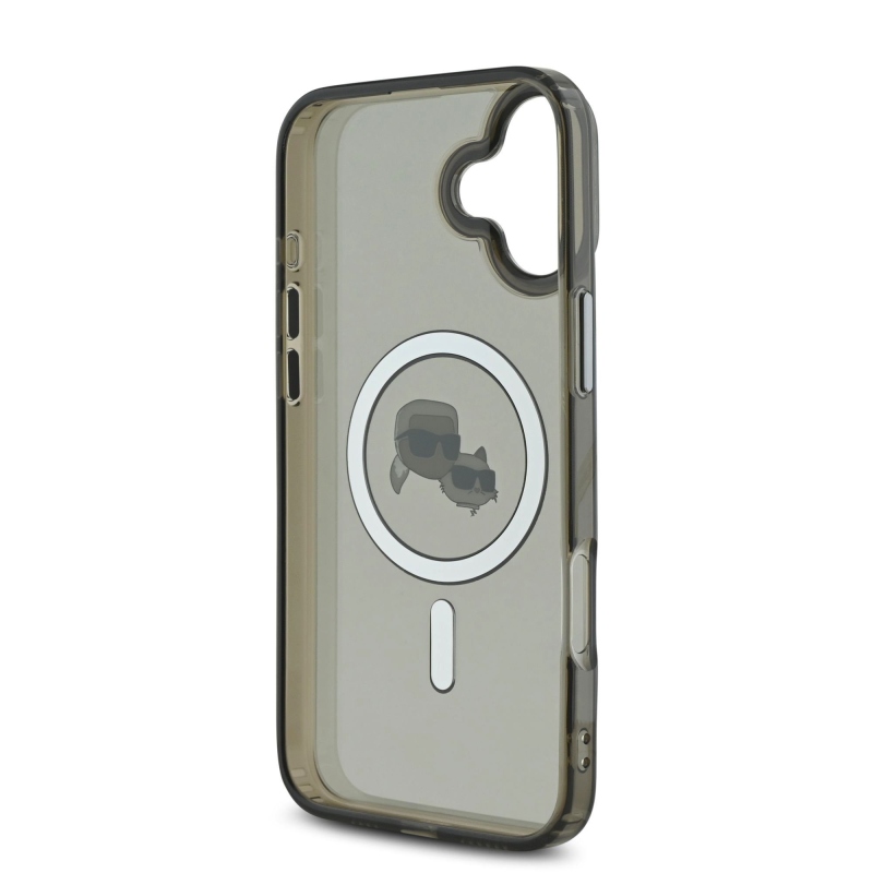 Karl Lagerfeld IML K&CH Heads fémkeret MagSafe hátlap iPhone 16-hoz Fekete
