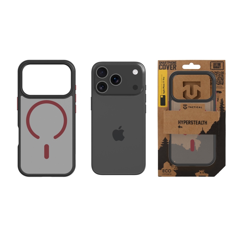 Taktikai MagForce Hyperstealth 2.0 borító iPhone 17 Pro fekete/piroshoz