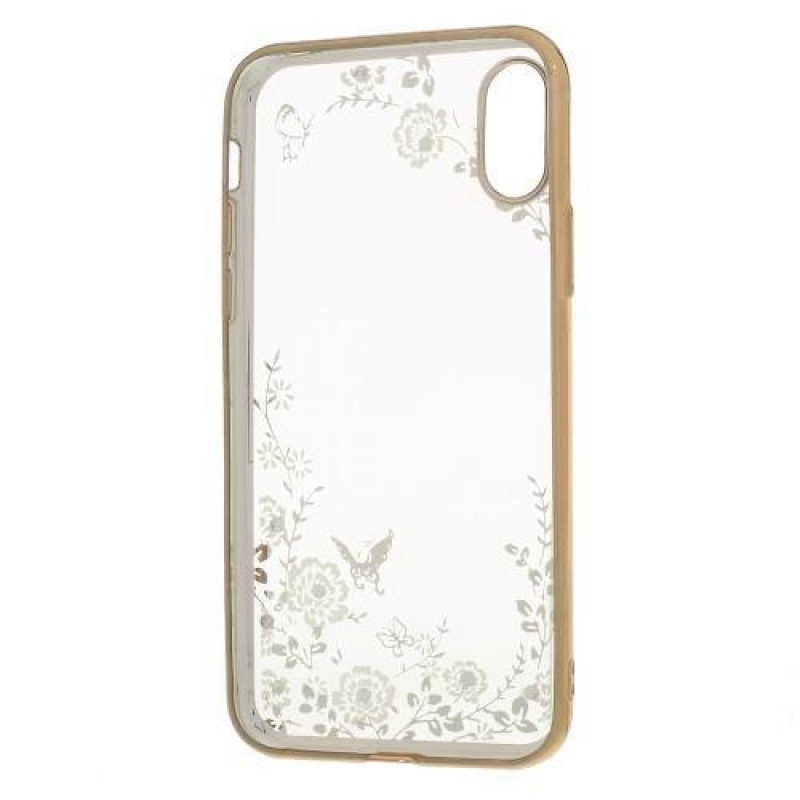 Rajna díszített zselés tok iPhone X készülékhez - arany/fehér