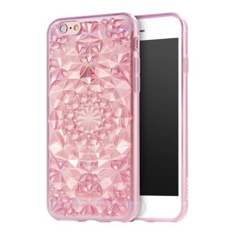 Rhomb 3D zselés tok iPhone 6s Plus és 6 Plus készülékhez - rózsaszínű