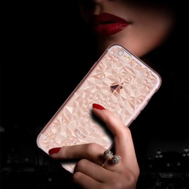 Rhomb 3D zselés tok iPhone 6s Plus és 6 Plus készülékhez - rózsaarany színű