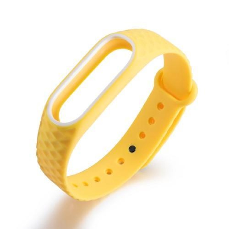 Rhomb gél szíj a Xiaomi Mi Band 2 készülékhez - sárga és fehér