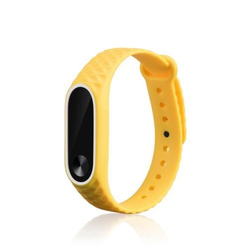 Rhomb gél szíj a Xiaomi Mi Band 2 készülékhez - sárga és fehér
