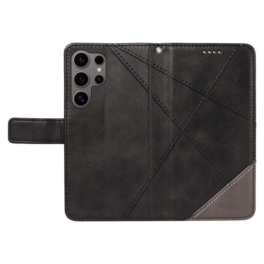 Vonalak könyv tok Samsung Galaxy S25 Ultra - fekete