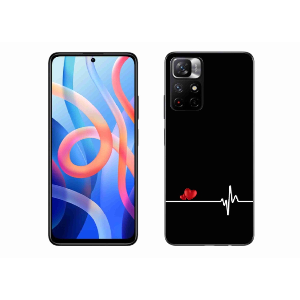 Gél borító mmCase a Xiaomi Redmi Note 11S 5G-hez - szív és szívverés fekete háttérrel