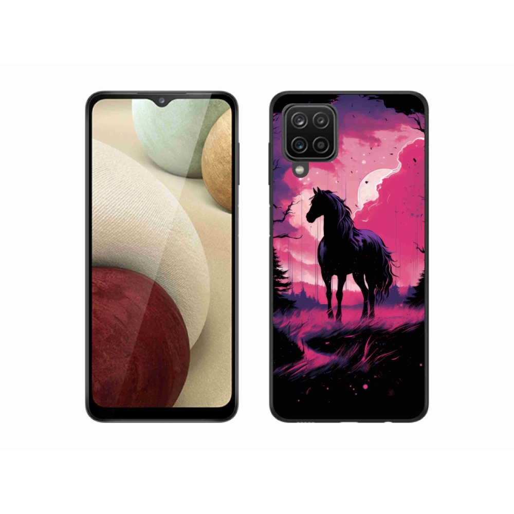 Zselés borítás mmCase Samsung Galaxy M12 - fekete rajzfilm ló 1