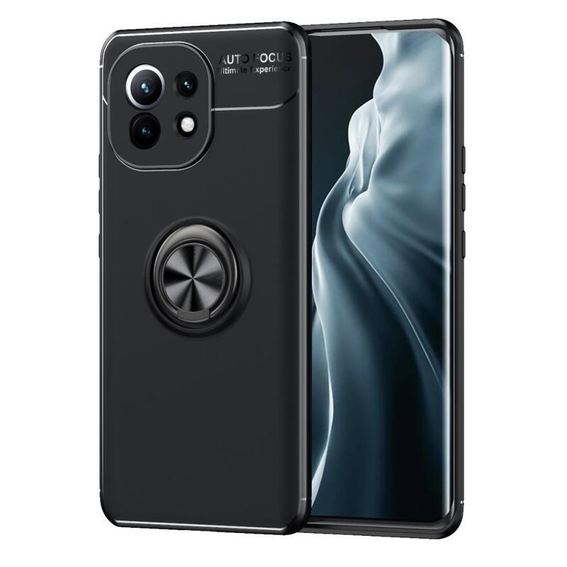 Gyűrűs zselés tok ujjgyűrűvel Xiaomi Mi 11-hez - fekete
