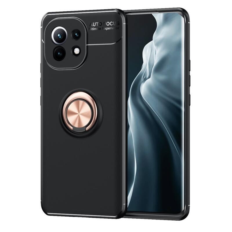 Gyűrűs zselés tok ujjgyűrűvel Xiaomi Mi 11-hez - fekete/arany