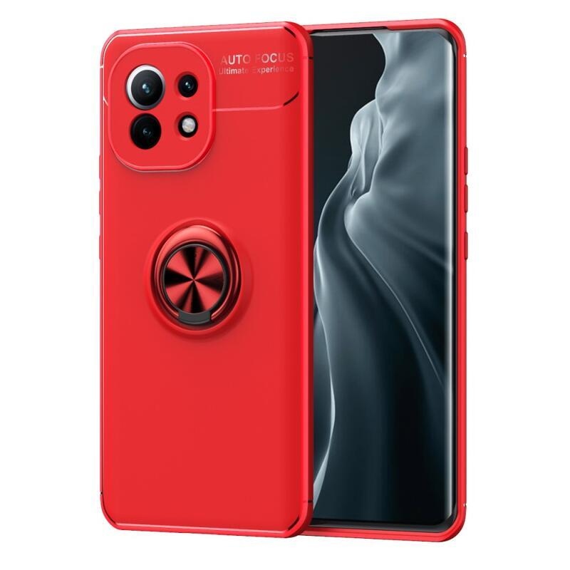 Gyűrűs zselés tok ujjgyűrűvel Xiaomi Mi 11-hez - piros